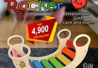 social media post design for wooden toy Rocker