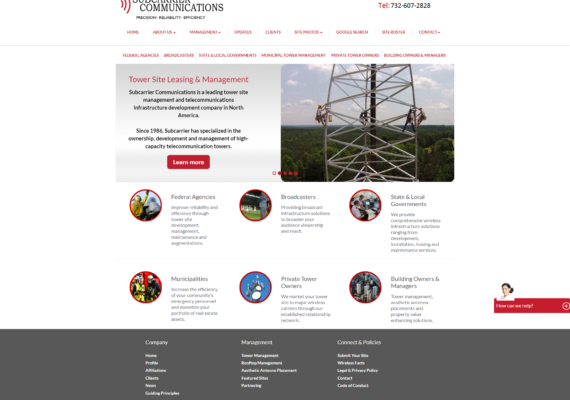 web design for telecommunication company.